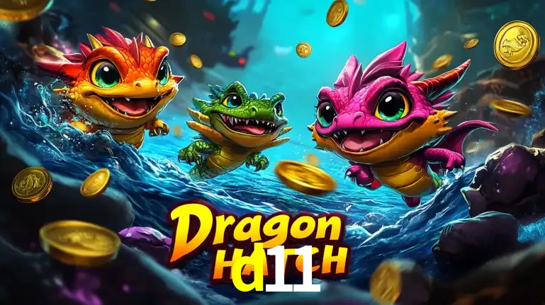 Arte promocional do jogo Dragon Hatch com três adoráveis dragões bebês nadando entre moedas de ouro, um dos slots mais divertidos para jogar no cassino d11.