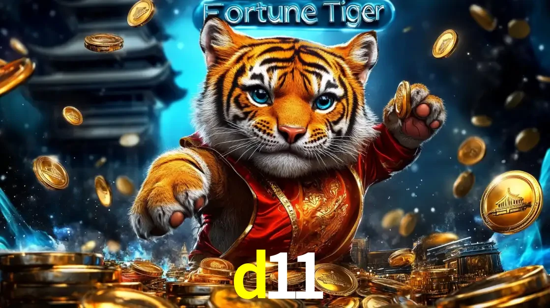 Imagem promocional do jogo de slot Fortune Tiger, com um tigre majestoso em traje tradicional cercado por uma fortuna em moedas de ouro, disponível agora no cassino d11.